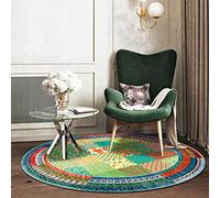 Area Rug, Multicolor Pattern-2, Round Diameter 100 cm, Multi-coloured Border, Patchwork Design, Area Rugs Soft Short Pile, Living Dining Room Nursery, Kids Baby Room,