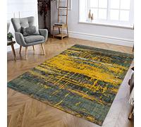 Area Rug, Multicolor yellow,Rectangular 120 x 160 cm, Art Deco, Abstract Motifs, Modern Design, Washable Anti-Slip Low Pile Carpet Home Office,