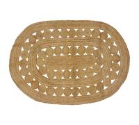 Area Rug Natural Jute 122x183 cm Handmade Layered Circle Pattern Indoor Eco Soft