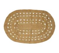 Area Rug Natural Jute 152x245cm Handmade Layered Circle Texture Indoor CozyHome
