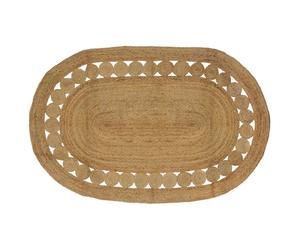 Area Rug Natural Jute 205 x 305 cm Handmade Layered Circles Modern Flatweave Eco