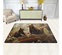 Area Rug Non-Slip Floor Mats Cute Bears Play in The Tree Rugs for Living Room Doormat Vintage Living Room Rug Floor Carpet Washable Rugs for Bedroom Dining Room Home Decor Large Carpet 91x60 cm