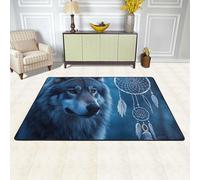Area Rug Non-Slip Floor Mats wolves and dream catchers Rugs for Living Room Doormat Vintage Living Room Rug Floor Carpet Washable Rugs for Bedroom Dining Room Home Decor Large Carpet 91x60 cm