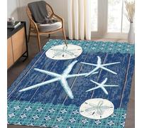 Area Rug Non-Slip Mat Ocean Starfish Patterned Carpet Floor Mat Stair Pads for Living Room Bedroom Hallway Kitchen 60 x 90 cm