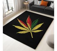 Area Rug Plants Cannabis Leaf 120 x 180 cm Short Pile & Flannel Easy Care Rug, Black Anti-Skid Carpets Indoor Non Slip Mat, for Living Room Bedroom Floor Runner