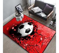 Area Rug Red Football 3D Printed Carpet Polyester Soft Touch Short Pile Rug Non Slip Area Rug Easy Clean For Living Room Bedroom Kitchen Floor Mat 60 X 90 Cm / 23.6 X 35.4 Inch