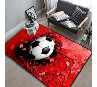 Area Rug Red Football 3D Printed Carpet Polyester Soft Touch Short Pile Rug Non Slip Area Rug Easy Clean For Living Room Bedroom Kitchen Floor Mat 80 X 120 Cm / 31.5" X 47.2" -2Y6N0Q1W4P4M7K7B4W3L