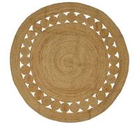 Area Rug Round Jute Natural 210cm Ø Layered Circles Handmade Indoor Eco friendly