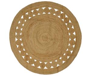 Area Rug Round Jute Natural 210cm Ø Layered Circles Handmade Indoor Eco friendly