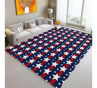 Area Rug Simple Five-Pointed Star Stripes printing Anti Slip Bedroom Rugs Machine Colorful Washable Floor Mat for Living Room Soft Floor Carpet 80 x 150 cm for Dining Room Kitchen Bedroom