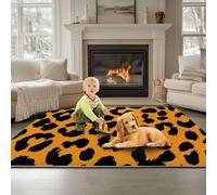 Area Rug Simple Leopard Texture Pattern 60 x 90 cm, Washable Living Room Rug Non-Slip Stain Carpet Orange Color For Bedroom Hall Kids Baby Room, Hallway Runners Carpet Mat