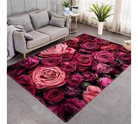 Area Rug Soft 3D Colorful Plant Rose Flower Printed Floor Mat Polyester Material Non-Slip Carpet Easy Clean For Bedroom Hall Kitchen Living Room Kids Room Doormat Carpet 80 X 160 Cm -5C8X1Q6T7V