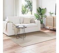 Area Rug Square 120x120 cm Beige Polyester Non-Slip Machine Washable Soft Plushy