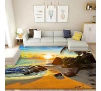 Area Rug Sunset Ocean Beach Landscape 3D Printed Carpet Polyester Soft Touch Short Pile Rug Non Slip Area Rug Easy Clean For Living Room Bedroom Kitchen Floor Mat 80 X 120 Cm -0R1V4Z1Y2Q7D2H4O9J4