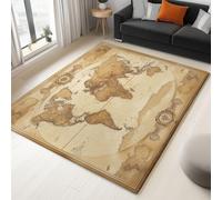 Area Rug Vintage World Map Non Slip Cushioned, Easy Clean Floor Carpet for Entrance Bedroom Kitchen Balcony Home Decor 80 x 150 cm, Dark Brown