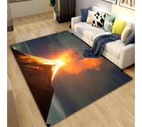 Area Rug Volcano Lava Eruption Landscape For Print 3D Rugs Non-Slip Mat Throw Rug Yoga For Living Room Playroom Classroom Nursery Decor Outdoor Floor Carpets 200 X 300 Cm, Stain Resista -712337806960