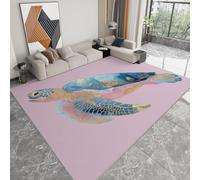 Area Rug Watercolor Sea Turtle 160 x 230 cm Short Pile & Flannel Easy Care Rug, Pink Anti-Skid Carpets Indoor Non Slip Mat for Living Room Bedroom Floor Runner