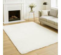 Area Rugs 110 x 125 cm Modern Super Soft Fluffy Shaggy Runner Rug Thick Pile Non Shedding Modern Anti-Slip Shaggy Soft Carpet Mat for The Bedrooms and Kitchen, White