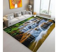 Area Rugs 120 x 170 cm Stain Resistant Washable Rug, Nature Waterfall Photography pattern Non Slip Carpet, Colorful Cozy Durable Easy Clean floor mat carpets for Living Room Boy Girls Room Office