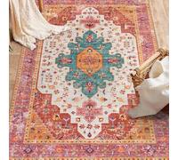 Area Rugs 2.6 x 4 ft,Girls room Oriental Medallion Vintage Multicolour,Teal-Orange, 80 x 120 cm,Home Decorative Entryway Rug Bathroom Floor Mat Entry Entrance