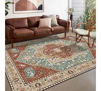 Area Rugs 2.6 x 4 ft,Vintage Floral Distress Pattern Brick-Red-Orange,Teal, 80 x 120 cm,Decorations Bedroom Living Room Coffee Table Couch Desk Chair