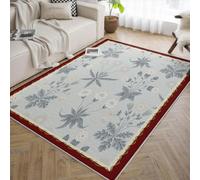 Area Rugs 200x300 for Living Room Game Room Easy Clean Washable Rug Oriental Flower Boho Rugs Non Slip & Low Pile Faux Wool Thin Carpet for Indoor Dining Room Dorm Under Table