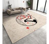 Area Rugs 3x4ft, Chinese Plum Blossom Kids Bedroom Rug, Retro Chinese Geometry Bedside Rug Rugged Non Slip for Cafe Living Room Under Table Boys Room Decor