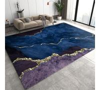 Area Rugs 3x5ft, Blue Watercolor Fluid Boys Rugs for Bedroom, Navy Blue Gold Crackle Kids Room Rug Soft Fuzzy Washable for Living Room Game Room Coffee Table