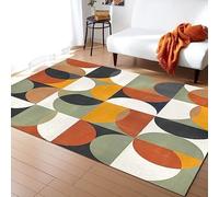 Area Rugs 3x5ft, Vintage Abstract Mid-Century Boys Rugs for Bedroom, Semicircle Geometric Kids Room Rug Soft Fuzzy Washable for Living Room Game Room Coffee Table