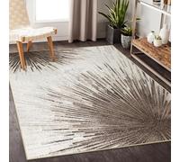 Area Rugs 5 x 5 ft,Modern Stripe Design Cream Taupe,Brown,155 x 155 cm, Washable Rug for Living Room Bedroom Bedside Farmhouse Dining Carpet