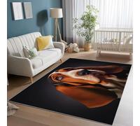 Area Rugs 60 x 110 cm Washable, Minimalist Basset Hound Print Entry Rug Indoor, Non-Slip Living Room Throw Carpet, Non-Shedding Low Pile Black Brown Floor Rug for Bedroom Kitchen