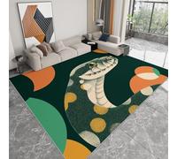 Area Rugs 60 x 90 cm Dark Green Stain Resistant Washable Rug Minimalism Snake Anti Slip Rugs, for Living Room for High Traffic Bedroom Patio Porch Non Shedding Carpet