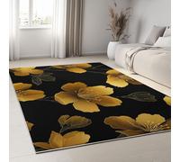 Area Rugs 80 x 150 cm Living Room, Plants With Flowers Golden Cherry Blossoms Printed Rugs for Bedroom Hallway Elegant Art Non-shedding Durable Modern Floor Carpet, Super Soft Large Carpet Easy Care
