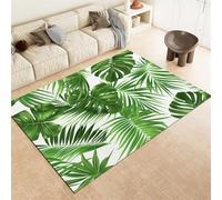 Area Rugs 80 x 150 cm Plant Palm Leaf Print, Non-slip Faux Wool Carpet Indoor Washable, Grey Soft Rug Low Pile Carpet for Living Room Entrance Bedroom Bathroom Kitchen
