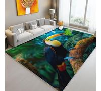 Area Rugs 80 x 150 cm Stain Resistant Washable Rug, Animal Rainforest Toucan pattern Non Slip Carpet, Colorful Cozy Durable Easy Clean floor mat carpets for Living Room Boy Girls Room Office
