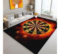Area Rugs 80 x 150 cm Stain Resistant Washable Rug, Simple Stars Dartboard pattern Non Slip Carpet, Black Cozy Durable Easy Clean floor mat carpets for Living Room Boy Girls Room Office