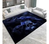 Area Rugs 80x150 cm Black Skull Crow, Washable Short Pile Area Rugs, Dark Fantasy Print Soft Non Slip Non Shedding Carpets for Living Room Bedroom Dining Room Nursery Office, Easy to Clean
