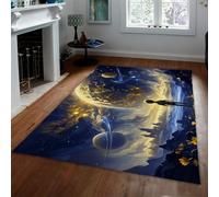 Area Rugs 80x150 for Living Room Game Room Galaxy Space Washable Rug Cosmic Planet Night Sky Boho Rugs Non Slip & Low Pile Faux Wool Thin Carpet for Indoor Dining Room Dorm and Kids Room
