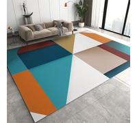Area Rugs 8x10ft, Colorful Abstract Geometry Area Rug for Living Room, Minimal Multi-Color Block Style Modern Rug with Double Sided Carpet Tape for Bedroom Men Room Decor