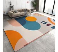 Area Rugs 8x10ft, Red and Orange Abstract Geometric Shapes Area Rug for Living Room, Cute Colorful Graffiti Modern Rug with Double Sided Carpet Tape for Bedroom Men Room Decor