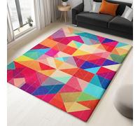 Area Rugs Abstract Geometric Squares 180 x 240 cm - Living Room Dining Floor Kitchen Easy Care Pile Washable Rug, for Front Door Bedroom Entryway Office Dorm, Multicolor