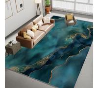 Area Rugs Abstract Marble Stripes Rugs, Living Room Non-Slip Short Pile Rug 60x90 cm, Teal Soft Rectangle Rugs for Bedroom Home Decor Carpet Machine Washable Rug