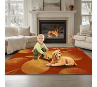 Area Rugs Abstract Orange Gold Foil Pattern 80 x 150 cm Rug Home Machine Washable carpet Soft Short Pile Non-Shedding Red, for Living room Bedroom, Office and Indoor Decoration