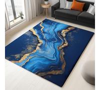 Area Rugs Abstract Swirl Lines Ultra Soft Shaggy Rugs 120 X 170 Cm, Fluffy Washable Area Rugs Non-Slip Carpet, For Living Room Bedroom Kitchen - Kid And Pet Friendly Dark Blue