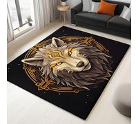 Area Rugs Animal Wolf Head 140x200cm Soft Fluffy Washable Area Rug, Modern Non-Slip Design Carpet Floor Mat, for Living Room Bedroom Kitchen Office
