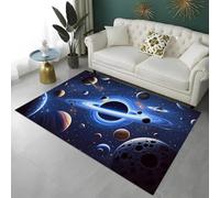 Area Rugs Blue Gray Universe Galaxy Black Hole Planet Spaceship Gaming Rug for Boy Teen Playroom Decoration, Large Carpet for Living Room, Children's Room, Game Zone, Non-slip, 100x120 cm, Color 5