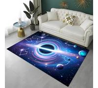 Area Rugs Blue Gray Universe Galaxy Black Hole Planet Spaceship Gaming Rug for Boy Teen Playroom Decoration, Large Carpet for Living Room, Children's Room, Game Zone, Non-slip, 100x200 cm, Color 6