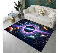 Area Rugs Blue Gray Universe Galaxy Black Hole Planet Spaceship Gaming Rug for Boy Teen Playroom Decoration, Large Carpet for Living Room, Children's Room, Game Zone, Non-slip, 120x180 cm, Color 3