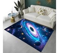 Area Rugs Blue Gray Universe Galaxy Black Hole Planet Spaceship Gaming Rug for Boy Teen Playroom Decoration, Large Carpet for Living Room, Children's Room, Game Zone, Non-slip, 50x80 cm, Color 4