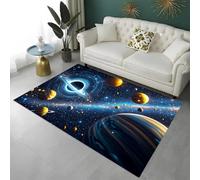 Area Rugs Blue Gray Universe Galaxy Black Hole Planet Spaceship Gaming Rug for Boy Teen Playroom Decoration, Large Carpet for Living Room, Children's Room, Game Zone, Non-slip, 50x80 cm, Color 2